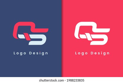Resumen Diseño del logotipo combinado de letras iniciales Q y S con estilo de corte aislado en fondo azul. Usable Para Empresas, Deportes, Logo De La Compañía Tecnológica. Ilustración del logotipo del vector. 