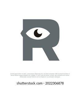 Abstract Initial Letter R with Eye Logo Design. Vector Illustration