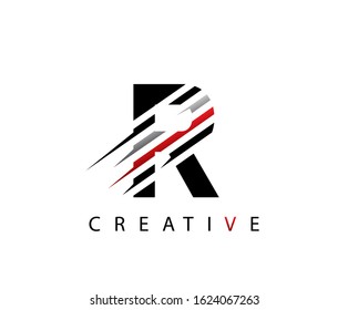 Abstract Initial Letter R Fast Technology logo icon vector design concept.