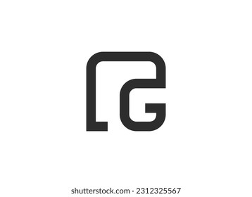 Resumen de la letra inicial R y G Logo. Formas de línea geométrica Letra RG GR aislada en fondo blanco. Idóneo para logotipos de empresas y marcas. Elementos de plantilla de vectores de diseño plano