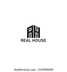 abstract initial letter R and H in black color isolated in white background applied for real estate logo design also suitable for the brands or companies that have initial name RH or HR