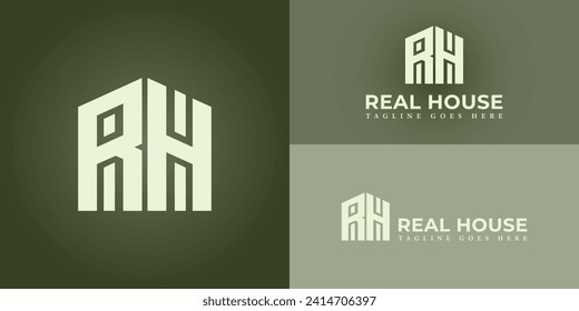 abstract initial letter R and H in white color isolated in gradient green background applied for real estate logo design also suitable for the brands or companies that have initial name RH or HR