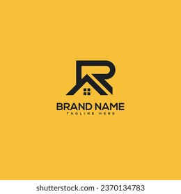 Abstract initial letter R and house logo design template - vector.