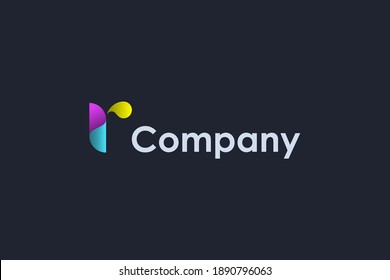 Abstract Initial Letter R Logo. Colorful Geometric Shape Lowercase Origami Style isolated on Dark Blue Background. Usable for Business and Branding Logos. Flat Vector Logo Design Template Element.