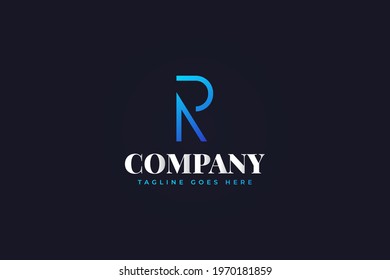 Abstract Initial Letter R Logo Design in Blue Gradient. R Logo Design Template. Usable for Business and Technology Logos