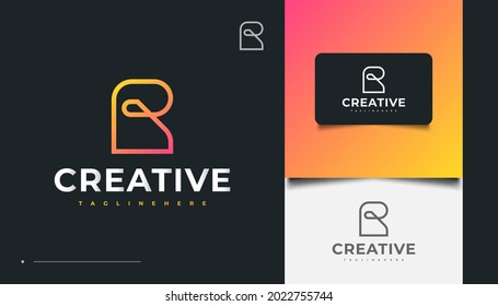 Resumen Diseño de logotipo de carta inicial R con estilo de línea
