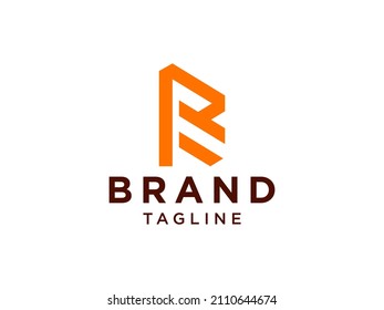 Resumen de la letra inicial R Logo. Estilo de corte de forma geométrica anaranjado aislado en fondo blanco. Usable para logotipos de empresas y marcas. Elementos de plantilla de diseño de logotipos de vectores planos.