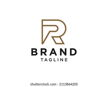 Abstract Initial Letter R Logo. Gold Geometric Line Shape Origami Style. Usable for Business and Construction Logos. Flat Vector Logo Design Template Element.