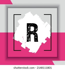 Abstract initial letter R logo with brush stroke element, Dirty artistic design element, Brush Texture Strokes vector