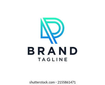 Resumen de la letra inicial R Logo. Estilo lineal azul aislado en fondo blanco. Usable para logotipos de empresas, tecnología y promoción de marca. Elemento de plantilla de diseño de logotipo de vectores planos.