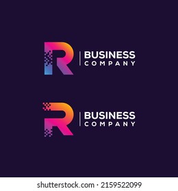 Abstract Initial Letter R Logo, Pixels Technology and Digital Branding