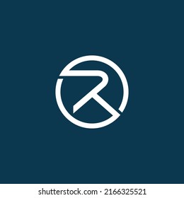 Abstract initial letter R logo with line graphic design vector