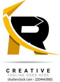 Abstract initial letter R logo. Black and Yellow isolate on white background. Usable for a company identity, travel, Business, and Branding Logos. Flat vector logo design template element