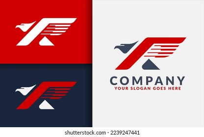 Abstract Initial Letter R Logo Design Combined with Eagle Shape Concept.