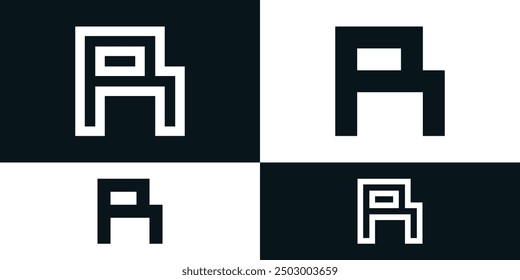 Abstract initial letter R logo design with square shape. Premium Vector