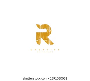Abstract Initial Letter R Luxury Shape Art Deco Monogram Logotype