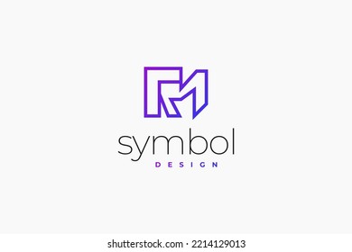 Abstract Initial Letter R and M Logo Design. RM Logo with Line Style in Purple Gradient Concept. Suitable for Business or Technology Logo