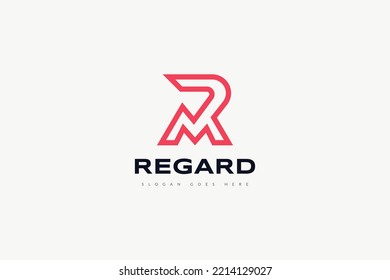 Abstract Initial Letter R and M Logo with Linked Concept. RM Logo with Line Style. Suitable for Business or Technology Logo