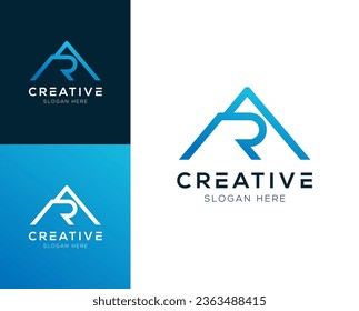 Resumen Letra inicial R y ilustración vectorial del diseño del logotipo de montaña