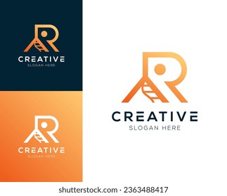 Abstrakter Anfangsbuchstabe R und Mountain Logo Design Vektorgrafik