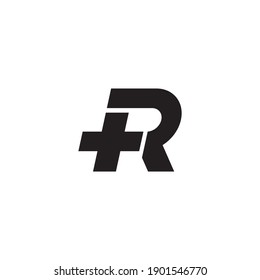 Abstract Initial Letter R and Plus Linked Logo. with black color isolated on white Background. Usable for Business and Branding Logos. Flat Vector Logo Design Template Element.