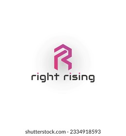 Abstract the initial letter R or RR in gradient pink color isolated on white background. Creative and Minimalist Letter RR R Logo Design Icon. Editable in Vector Logo Format in colorful gradient color