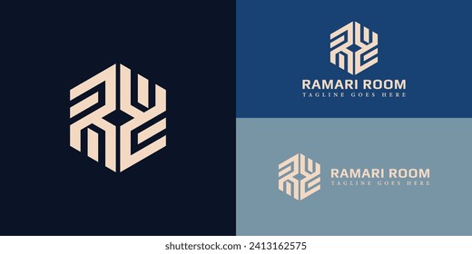 Abstract initial letter R or RR logo in gold color isolated in blue navy background applied for physical therapy business logo also suitable for the brands or companies have initial name R or RR.