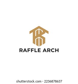 Abstract initial letter RA or AR logo in gold color isolated in white background applied for architecture logo also suitable for the brands or companies have initial name AR or RA.