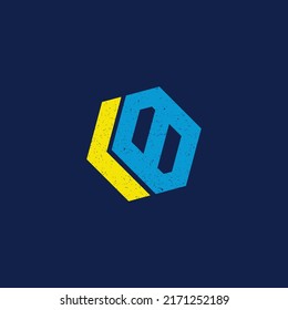 abstract initial letter RB logo in yellow and blue color isolated in dark blue background applied for business and consulting logo also suitable for the brands or companies that have initial name BR