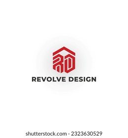 Abstract initial letter RD or DR logo in red color isolated in white background. Creative Letter RD Monogram Logo Design Icon Template White Background. Red hexagon letter RD for construction logo.