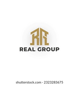 Resumen de la letra inicial del logotipo RG o GR en color dorado aislado en fondo blanco. Logo de los iconos de las letras abstractas RG o GR. Letras hexágonas de oro RG logo para la plantilla de inspiración de diseño del logo inmobiliario.