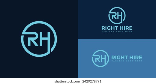 abstract initial letter RH or HR logo in soft blue color isolated in multiple deep blue backgrounds applied for virtual assistant scaling company logo also suitable for other brands or companies logo