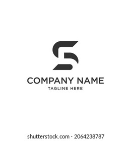 Abstract Initial Letter S and 5 Logo. black color isolated on White Background. Usable for Business and Branding Logos. Flat Vector Logo Design Template Element