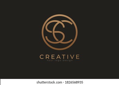 Abstract initial letter S and C logo, usable for branding and business logos, Flat Logo Design Template, vector illustration