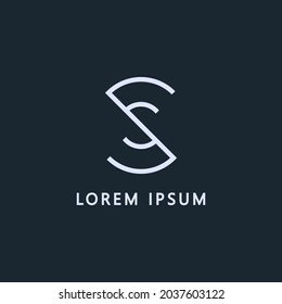 Abstract Initial Letter S or C Logo. White Radial Line Geometric Infinity Style isolated on Dark Background. Usable for Business and Technology Logos. Flat Vector Logo Design Template Element.