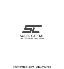 Abstract Initial Letter S And C Logo In Grey Color Isolated In White Background Applied For Capital Investment Company Logo Also Suitable For The Brands Or Companies That Have Initial Name SC Or CS