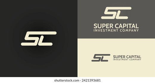 abstract initial letter S and C logo in yellow color isolated in black background applied for capital investment company logo also suitable for the brands or companies that have initial name SC or CS
