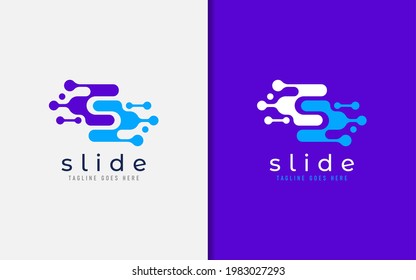 Abstract Initial Letter S with Digital Tech Concept Logo Design.