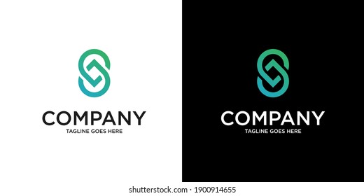 Abstract Initial Letter S and Drop Logo. green color isolated on White and black Background. Usable for Business and Branding Logos. Flat Vector Logo Design Template Element.