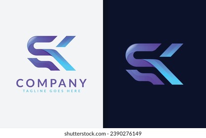 Resumen de la combinación de las letras iniciales S y K con el diseño del logotipo de estilo moderno.