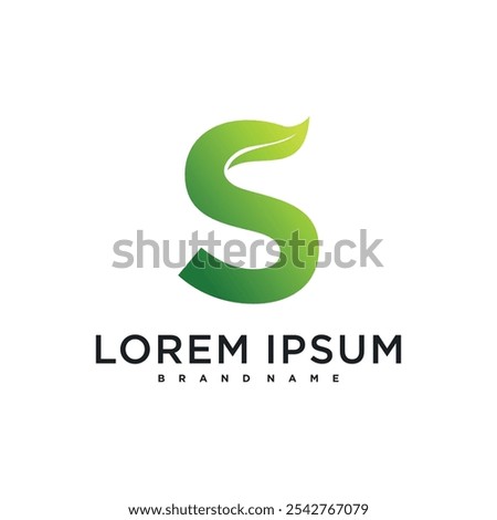 Abstract initial letter S and leaf logo design. Premium Vector