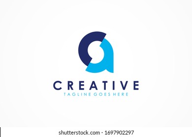 Letra inicial abstracta S y logotipo vinculado aislado en fondo blanco. Elemento de plantilla de diseño de logotipos de vectores planos