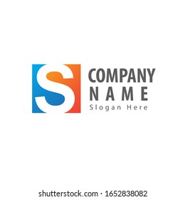 Logotipo de letra inicial abstracta S con elemento cuadrado. Logo del Vector de diseño para empresa. 