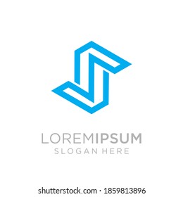 Resumen del logotipo de la letra inicial S, estilo azul aislado en el fondo oscuro, utilizable para logotipos de marca y de negocios, plantilla de diseño de logotipos planos, ilustración vectorial