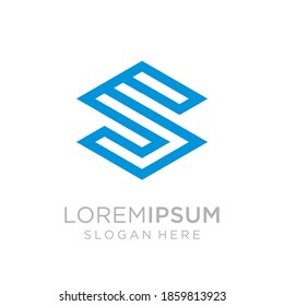 Abstract initial letter S logo, blue style isolated on dark background, usable for branding and business logos, Flat Logo Design Template, vector illustration