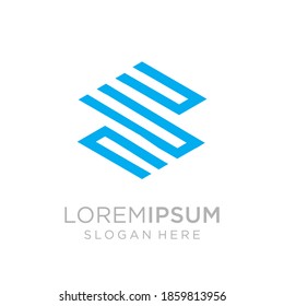 Resumen del logotipo de la letra inicial S, estilo azul aislado en el fondo oscuro, utilizable para logotipos de marca y de negocios, plantilla de diseño de logotipos planos, ilustración vectorial