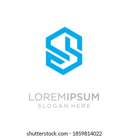 Abstract initial letter S logo, blue style isolated on dark background, usable for branding and business logos, Flat Logo Design Template, vector illustration