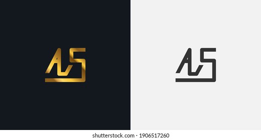 Resumen de la letra inicial del logotipo A y S. Logo AS con degradado de oro. Usable para Logos de Negocios y Tecnología. Elemento de plantilla de diseño de logotipo de vectores planos.