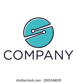 Vector del logotipo de la tecnología inicial del diseño de la letra del logotipo del planeta S.