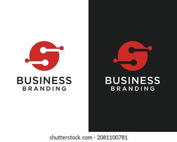 Abstract Initial Letter S Logo. S Icon Linked with Line Outside isolated on Double Background. Usable for Business and Technology Logos. Flat Vector Logo Design Template Element.